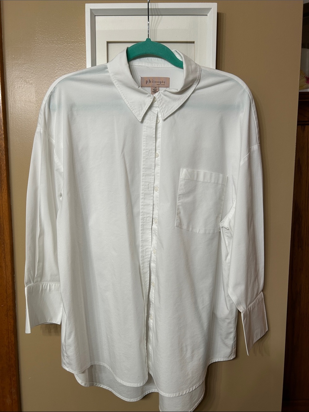 Philosophy White Relaxed Women's Button-Up Blouse
